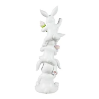 Glitzhome® 17.5" Easter Resin Stacked Bunny with Macaron Table Decor