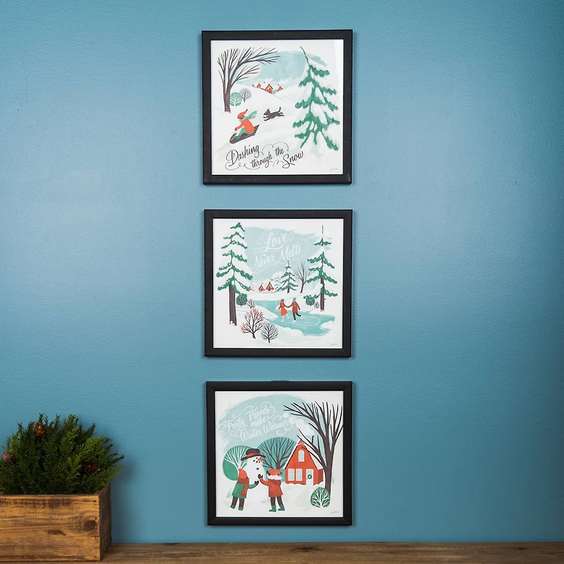 Framed Winter Scene Wall Art Set