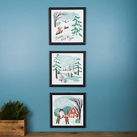Framed Winter Scene Wall Art Set