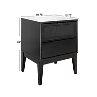 Hello Honey® Crawford 24" Nightstand with Storage Drawers and Natural Woven Cane Detail