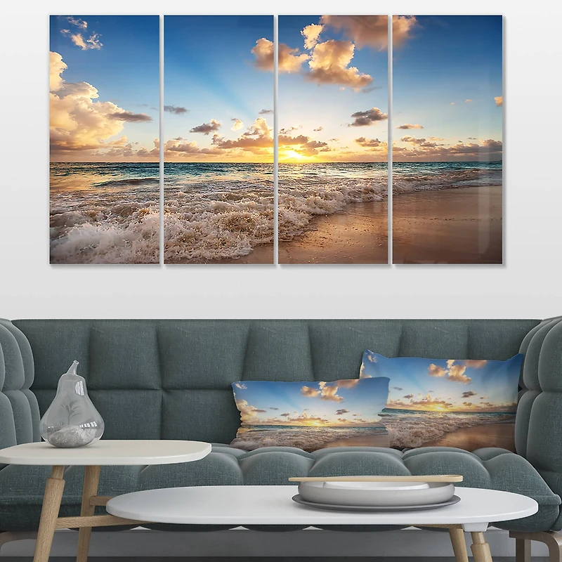 Designart - Sunrise on Beach of Caribbean Sea