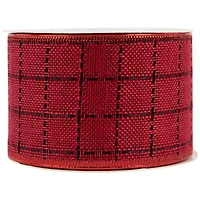 Red Woven Square Plaid Wired Craft Christmas Ribbon 2.5" x 10 Yards