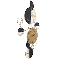 The Novogratz 44" Black Metal Half Moon Geometric Wall Clock Décor
