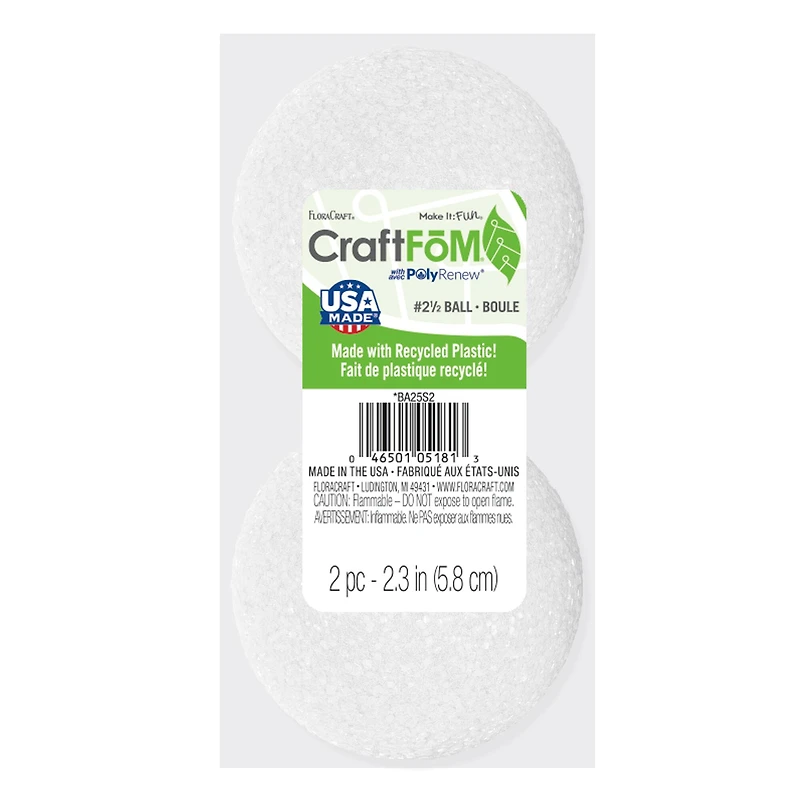 24 Packs: 2 ct. (48 total) FloraCraft® CraftFōM Balls White, 2.3"