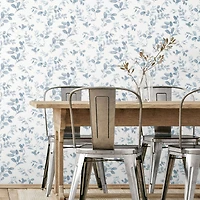 RoomMates Blue Dancing Leaves Peel & Stick Wallpaper