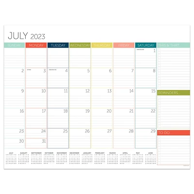 TF Publishing 2023 - 2024 Rainbow Blocks Large Desk Pad Monthly Blotter Calendar