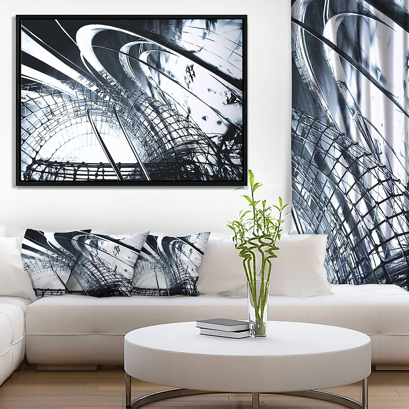 Designart - 3D Abstract Art Black Structural