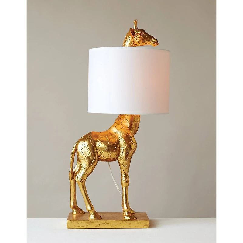Hello Honey® 27.8" Gold Giraffe Lamp with Linen Shade