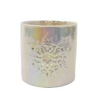 3.5" White Iridescent Star Ceramic Candle Holder by Ashland®