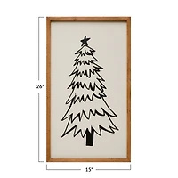 Hello Honey® 26" Black & White Tree with 9 Hooks Wood Framed Wall Décor
