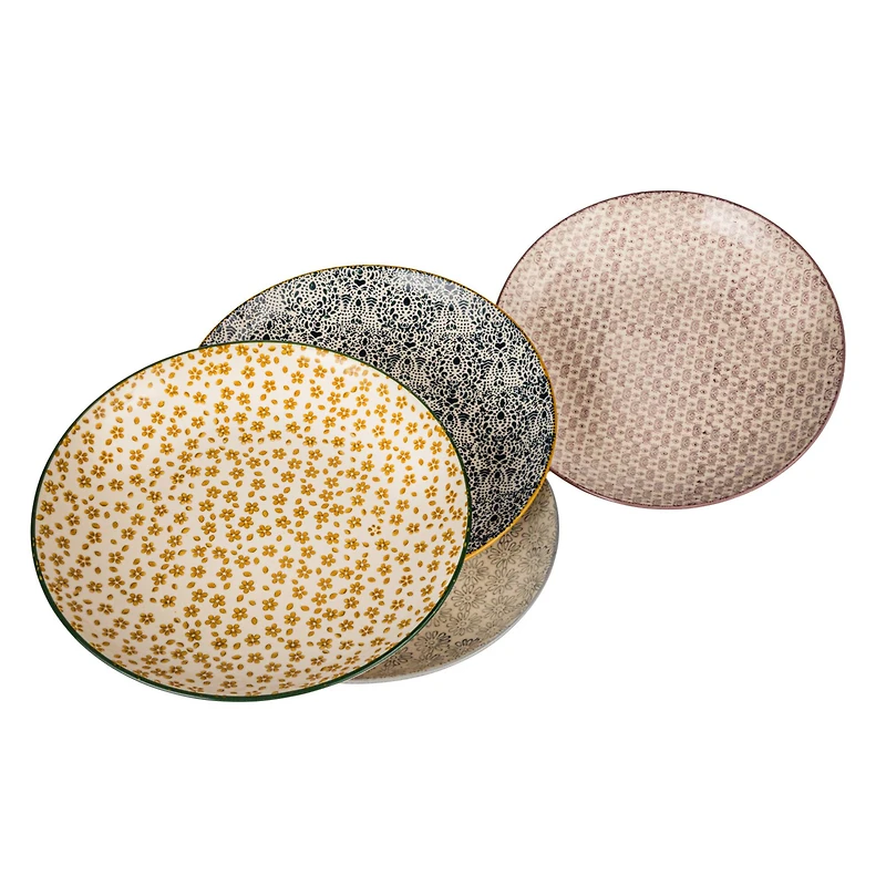 Hello Honey® 10" Blossom Elegance Round Stoneware Plate Set