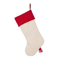 Glitzhome® LED Embroidered Linen Christmas Stocking & Tree Skirt Set