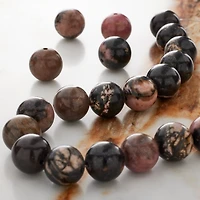 Brown & Black Rhodonite Round Beads by Bead Landing