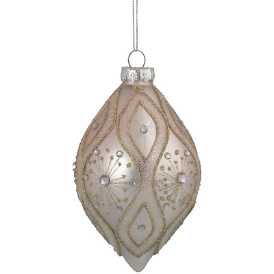 5.25" Rose Gold Retro Ombre Glass Christmas Drop Ornament