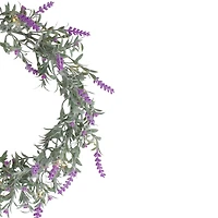 16" White LED Lighted Artificial Pink Lavender Spring Wreath