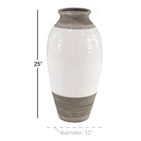 25" Gray Stoneware Coastal Style Vase