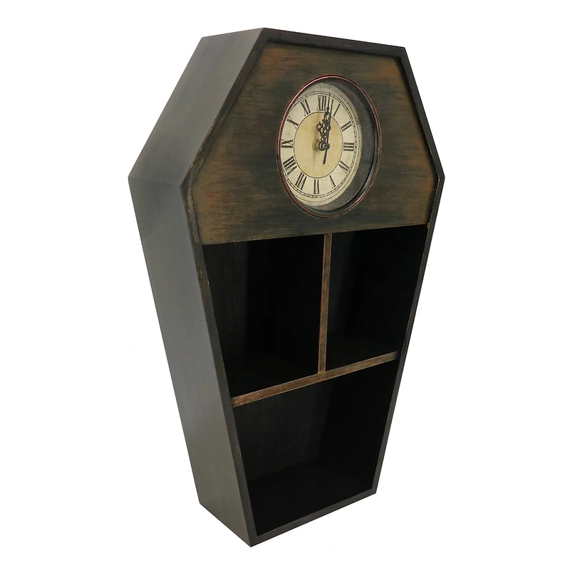 18" Weathered Coffin Tabletop Shelf with Clock by Ashland®