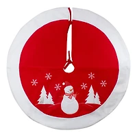 36" Red & White Winter Snowman Embroidered Christmas Tree Skirt