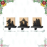 Glitzhome® 5" Christmas Metal Nativity Scene Stocking Holder Set