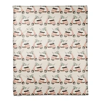 Dog Scooter Pink Mint 50" x 60" Coral Fleece Blanket