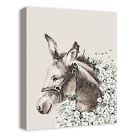 Sweet Floral Donkey 16" x 20" Canvas Wall Art
