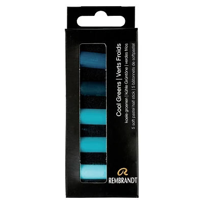 Rembrandt 5 Color Cool Greens Half Stick Soft Pastel Set