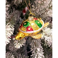 Wizardi 8.27" x 11.81" Turtle Christmas Glass Ornament