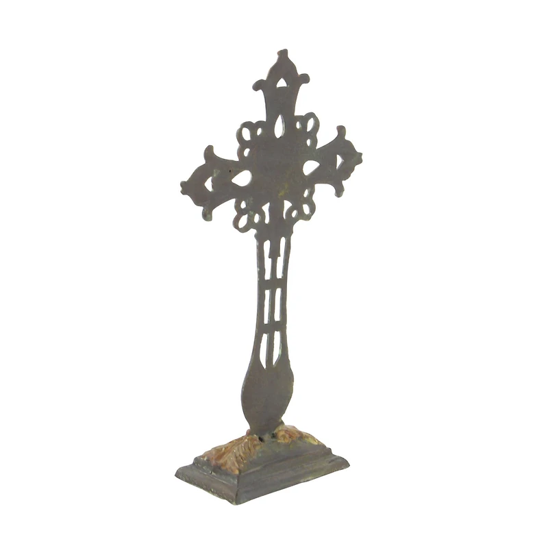 21" Copper Traditional Decorative Cross Sculpture