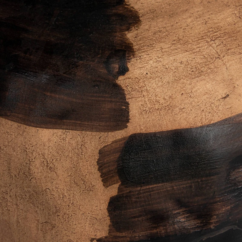 Hello Honey® 10" Black & Cream Hand-Painted Stoneware Vase with Reactive Glaze