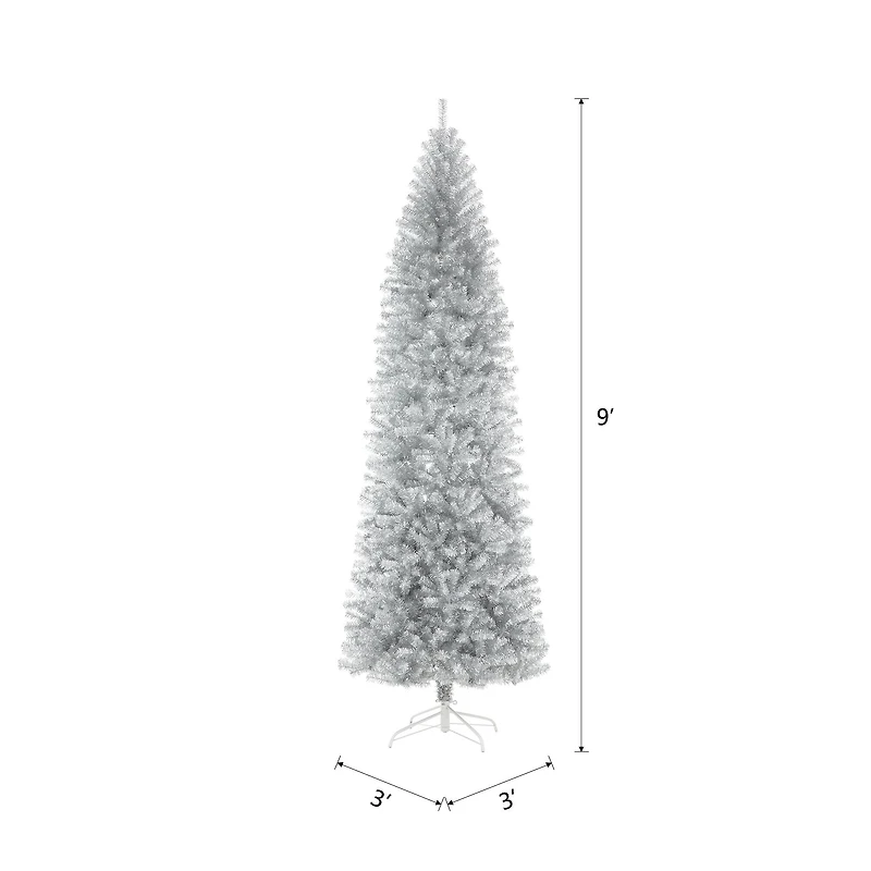 9ft. Unlit Silver Tinsel Artificial Christmas Tree