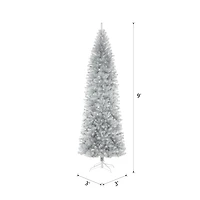 9ft. Unlit Silver Tinsel Artificial Christmas Tree
