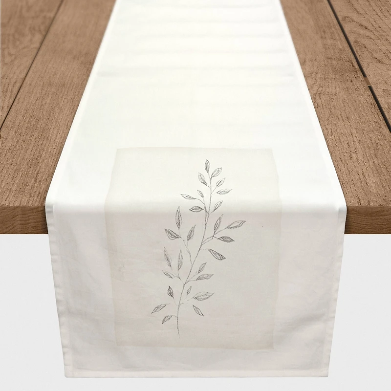 Leaves on Linen Cotton Twill Runner