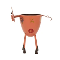 16" Pink Metal Eclectic Pig Planter