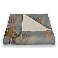 Protea Blooms Coral Fleece Blanket