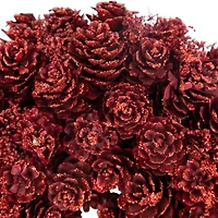 14" Red Valentine's Day Wooden Pinecone Rose Heart Wreath