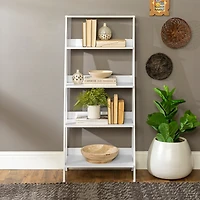 Walker Edison 55" White Modern Ladder Bookshelf