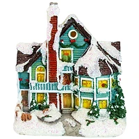 LED Lighted Snowy House Christmas Village Decoration - 5.5" - Green