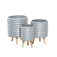 Set of 3 Grey MgO Contemporary Planter 18", 16", 14"
