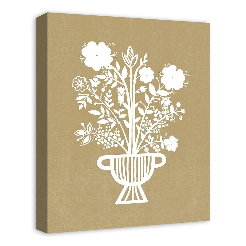 White Mod Flower Vase Canvas Wall Art