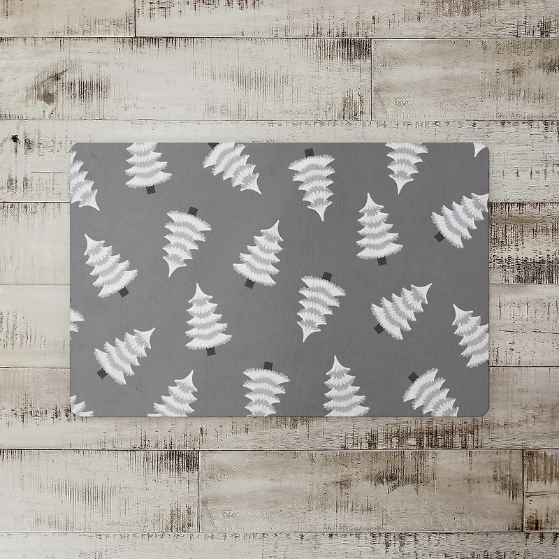 White & Black Trees Floor Mat
