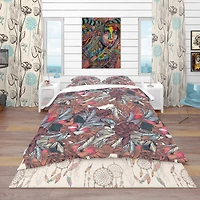 Designart 'Floral Botanical Pattern with Engraved Flowers' Bohemian & Eclectic Bedding Set