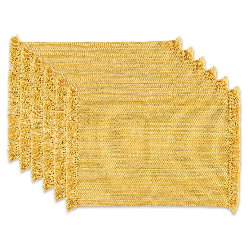 DII® Variegated Apricot Fringe Placemats, 6ct.