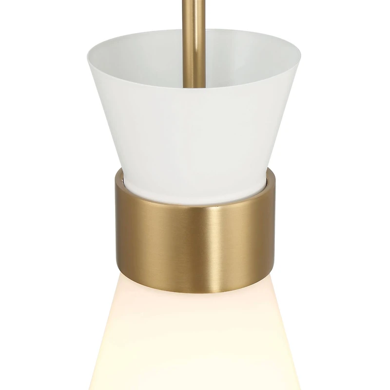 Hello Honey® Kit White & Gold Modern Minimalist Tapered Opal Glass & Metal Ceiling Light