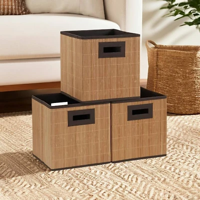Household Essentials Woven Bamboo Storage Cube Basket Set