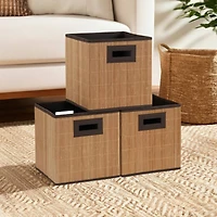 Household Essentials Woven Bamboo Storage Cube Basket Set