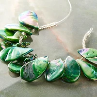 12 Pack: Green Aurora Borealis Shell Teardrop Beads, 32mm by Bead Landing™