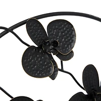 23" Black Metal Contemporary Leaves Sculpture
