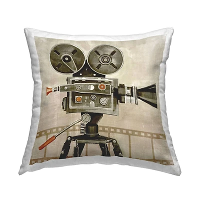 Stupell Industries Vintage Movie Reel Projector Film Cinema Throw Pillow, 18" x 18"