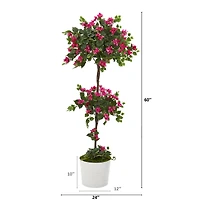 5ft. Bougainvillea Topiary Tree in White Tin Planter