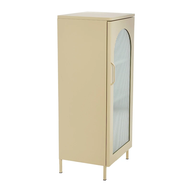 Hello Honey® 40" Solstice Narrow Metal Accent Cabinet with Adjustable Storage Shelves and Arched Glass Door
